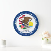 Personalisierter Illinois-Staats-Flaggen-Entwurf Große Wanduhr (Zuhause)