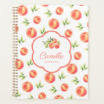 Personalisierter Illustrierter Pfirsiname Planer<br><div class="desc">Wasserfarbe Peach Personalisiert Name Planner. Entsprechende Artikel in unserem Shop Cava Party Design</div>