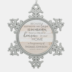 Personalisierter im Himmel Schneeflocken Zinn-Ornament