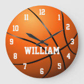 Personalisierter Individuelle Name Basketball Groß Große Wanduhr (Vorderseite)