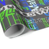 Personalisierter Individuelle Name Collage Blue Ge Geschenkpapier (Rolleneckpunkt)