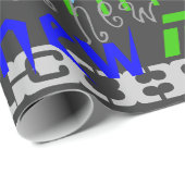 Personalisierter Individuelle Name Collage Blue Ge Geschenkpapier (Rolleneckpunkt)