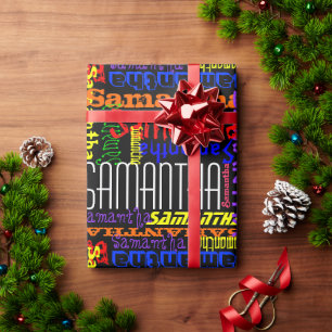Personalisierter Individuelle Name Collage Bunte G Geschenkpapier