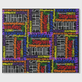 Personalisierter Individuelle Name Collage Bunte G Geschenkpapier (Flach)