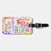 Personalisierter Individuelle Name Collage farbenf Gepäckanhänger (Vorderseite horizontal)