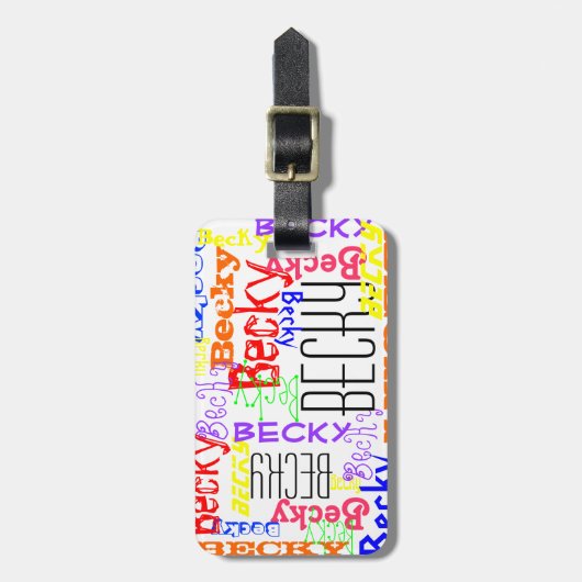 Personalisierter Individuelle Name Collage farbenf Gepäckanhänger (Vorderseite vertikal)