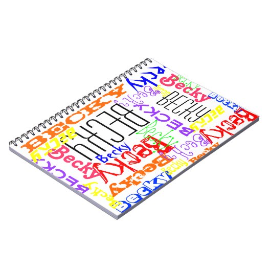 Personalisierter Individuelle Name Collage farbenf Notizblock (Linke Seite)