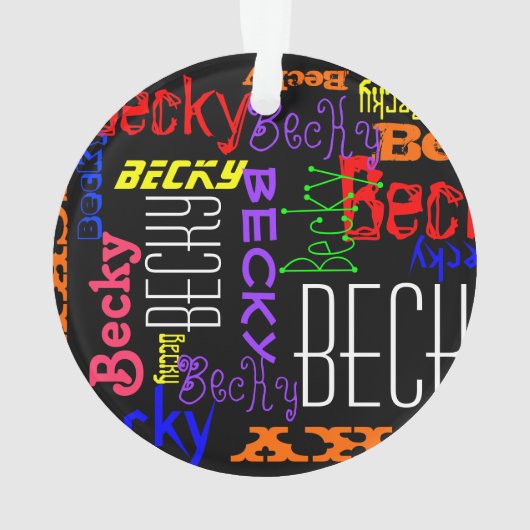 Personalisierter Individuelle Name Collage farbenf Ornament (Rückseite)