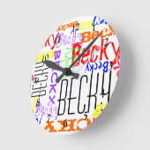 Personalisierter Individuelle Name Collage farbenf Runde Wanduhr (Winkel)