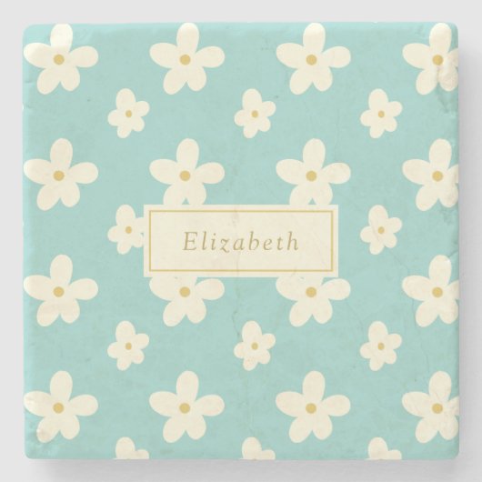 Personalisierter Individuelle Name Daisy Floral Ni Steinuntersetzer (Vorderseite)
