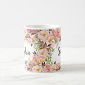 Personalisierter Individuelle Name Floral Boho Kaffeetasse (Mittel)
