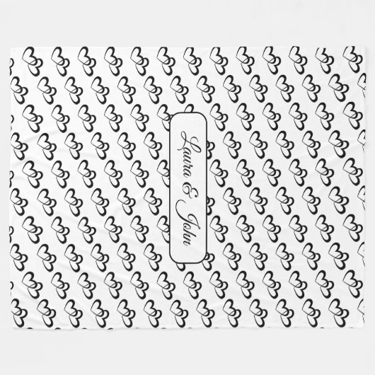 Personalisierter Individuelle Name für Doppelherz Fleecedecke (Vorderseite (Horizontal))