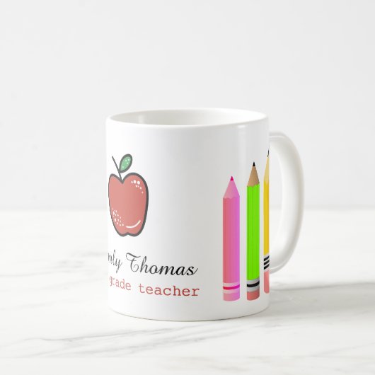 Personalisierter Individuelle Name für Lehrer Kaffeetasse (VorderseiteRechts)