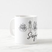 Personalisierter individuelle Name Kakteen Sukkule Kaffeetasse (Vorderseite Links)