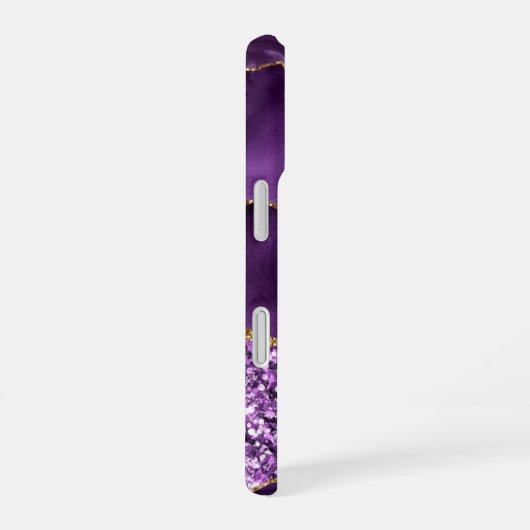 Personalisierter Individuelle Name Lila Glitzer iPhone 16 Hülle (Rechte Seite)