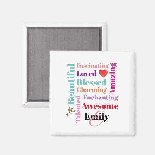 Personalisierter individuelle Name Magnet (Vorderseite/Rückseite)