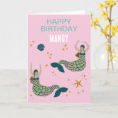 Personalisierter Individuelle Name Mermaid Siren G Karte (Gelbe Blume)