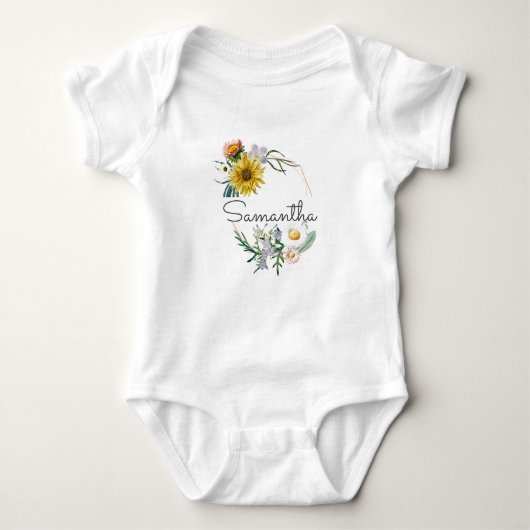 Personalisierter Individuelle Name Monogramm Blume Baby Strampler (Vorderseite)