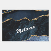 Personalisierter Individuelle Name Navy Blue Gold Geschenkpapier Set (Vorderseite 3)