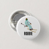 Personalisierter Individuelle Name Retro Ski Openi Button (Vorne & Hinten)
