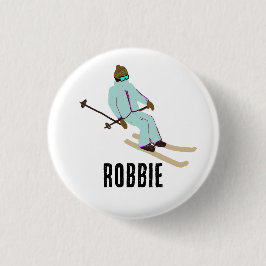 Personalisierter Individuelle Name Retro Ski Openi Button