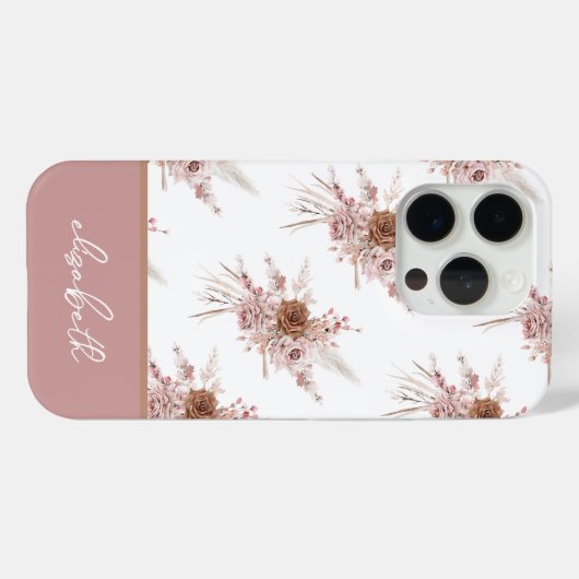 Personalisierter Individuelle Name Rosa Blüte Case-Mate iPhone Hülle (Rückseite (Horizontal))
