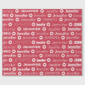 Personalisierter Individuelle Name Rosa Herzmuster Geschenkpapier (Flach)