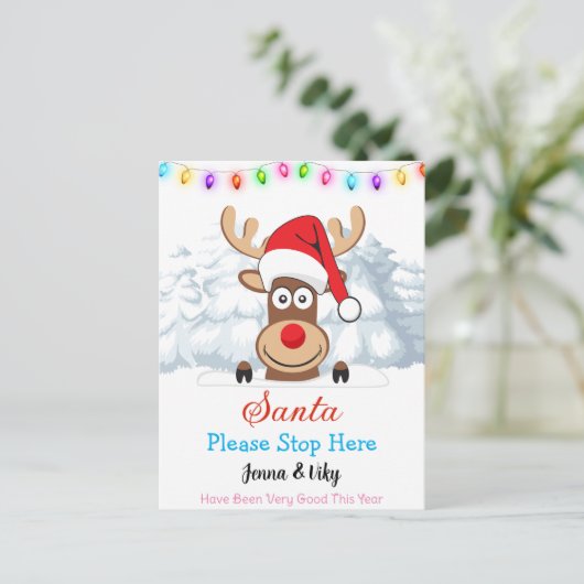 Personalisierter Individuelle Name - Santa, bitte  Postkarte (Stehend Vorderseite)