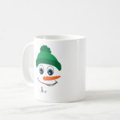 Personalisierter Individuelle Name Snowman Green H Kaffeetasse (Vorderseite Links)