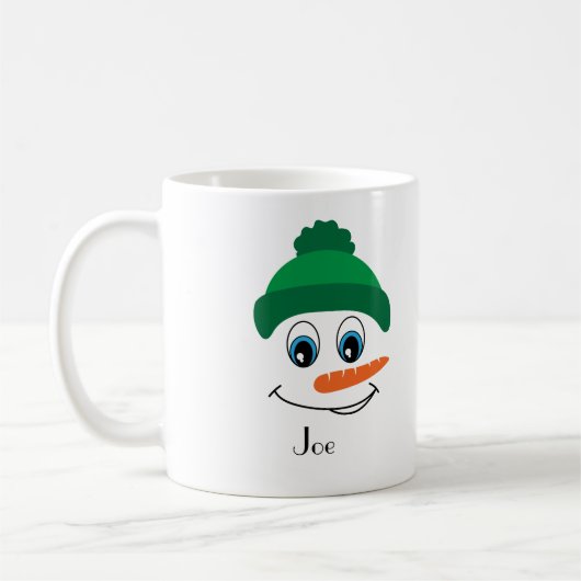 Personalisierter Individuelle Name Snowman Green H Kaffeetasse (Links)