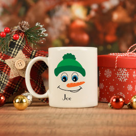 Personalisierter Individuelle Name Snowman Green H Kaffeetasse