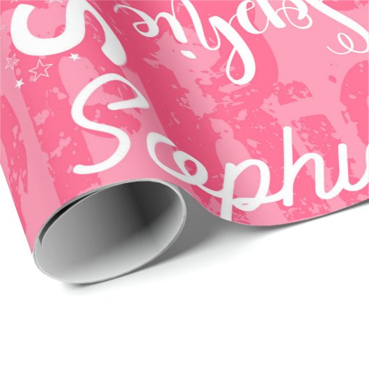 Personalisierter individueller Name Sophie rosa Geschenkpapier (Rolleneckpunkt)