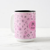Personalisierter individueller Name und Monogramm Zweifarbige Tasse (Vorderseite Links)
