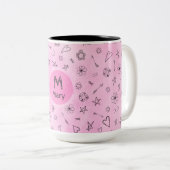 Personalisierter individueller Name und Monogramm Zweifarbige Tasse (VorderseiteRechts)