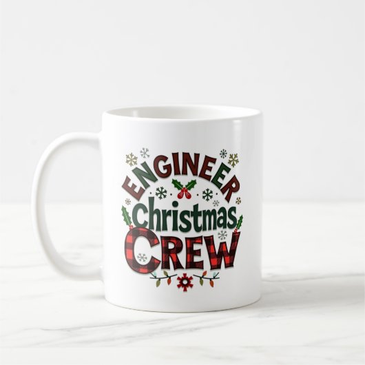 Personalisierter Ingenieur Weihnachts-Crew Kaffeetasse (Links)