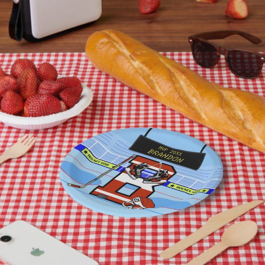 Personalisierter Initial B Eishockey Pappteller (Picknick)