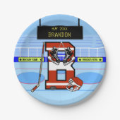 Personalisierter Initial B Eishockey Pappteller (Vorderseite)