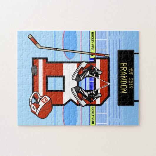Personalisierter Initial B Eishockey Puzzle (Horizontal)