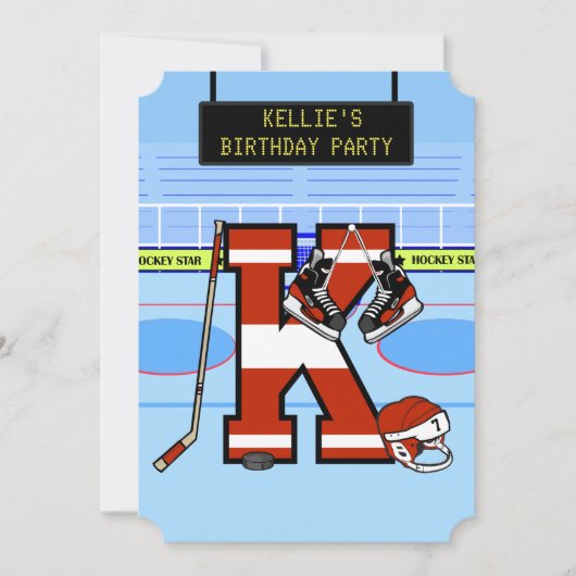 Personalisierter Initialbrief K Ice Hockey Einladung (Vorderseite)