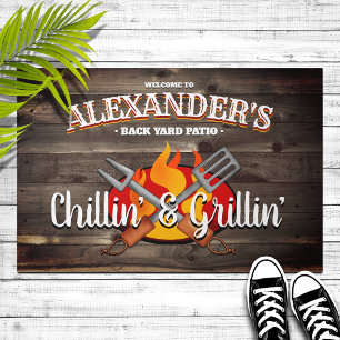 Personalisierter Innenhof Chillin' und Grillin' Pa Fußmatte