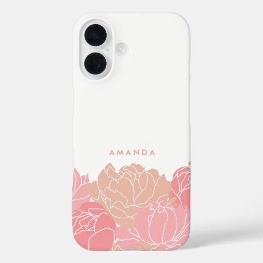 Personalisierter iPhone Case mit Rosa Peonies (Rückseite)