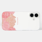 Personalisierter iPhone Case mit Rosa Peonies (Rückseite (Horizontal))