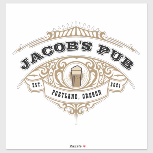 Personalisierter irischer Pub extra groß klar Aufkleber (Blatt)