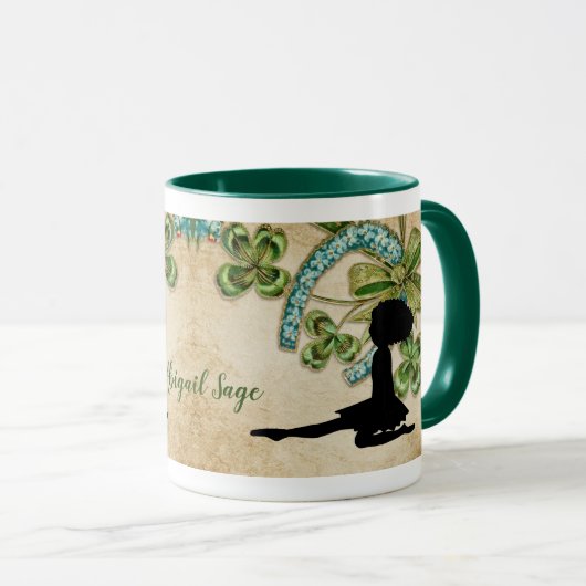 Personalisierter irischer Tänzer, Kleeblatt und Hu Tasse (VorderseiteRechts)