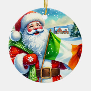 Personalisierter irischer Weihnachtsmann-Weihnacht Keramik Ornament