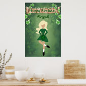 Personalisierter Irish Dance, Blon Hair Happy Birt Poster (Küche)