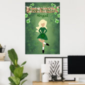 Personalisierter Irish Dance, Blon Hair Happy Birt Poster (Heimbüro)