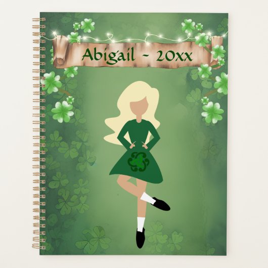 Personalisierter Irish Dancer mit Blond Hair Dance Planer (Vorderseite)