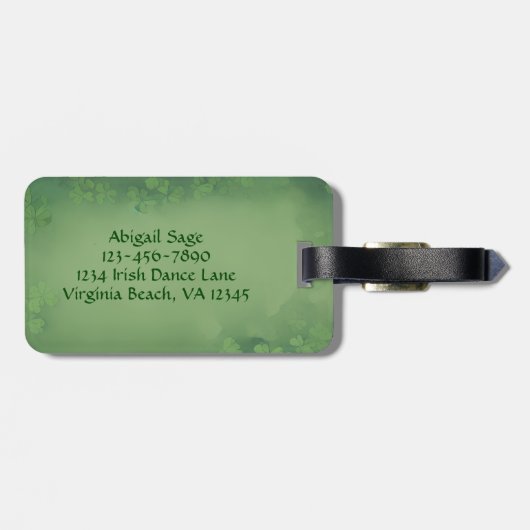 Personalisierter Irish Dancer mit Red Hair Dance Gepäckanhänger (Rückseite horizontal)