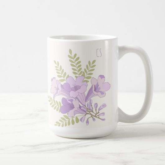 Personalisierter Jacaranda-Blüten-Anfangsbuchstabe Kaffeetasse (Rechts)